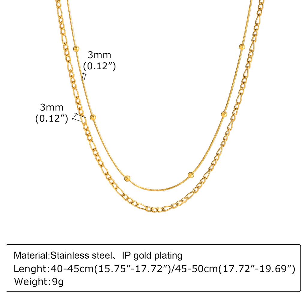 Women's Fashion Rugby Beads Chain Chokers Necklaces, Gold Color Stainless Steel Collar Necklace Gifts Jewelry To Girls Lover