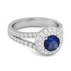 Blauer Saphir Ring mit doppeltem Halo - 925 Sterlingsilber