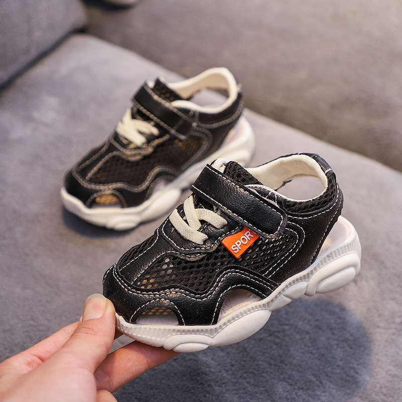 Summer new half sandals children's dad shoes bear shoes boys little white shoes girls hollow sports shoes medium children