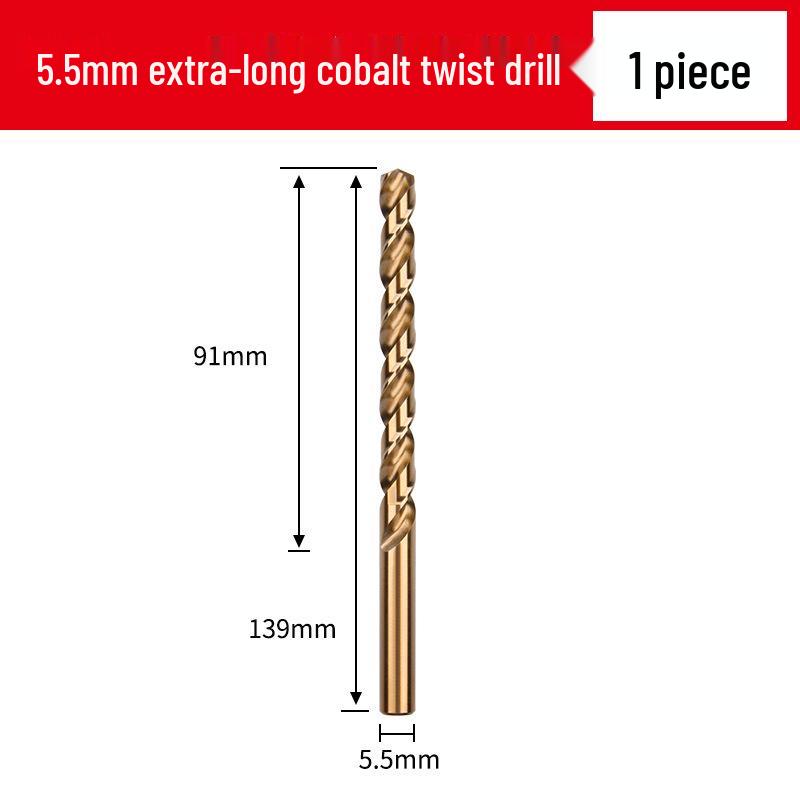 Cobalt Extra-Long High-Strength Alloy Twist Drill Bit for Stainless Steel and Woodworking