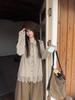 Women's Retro Lace Patchwork Knit Long Sleeve Shirt - 2026 Autumn/Winter Loose Fit