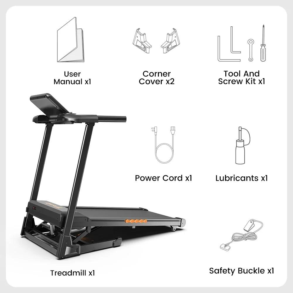 Formill FT61 3.0 Horsepower Folding Treadmill, 15° incline, 13.5 km/h, 17×43 inch belt, 300 lbs load, quiet, LCD, home shock absorption