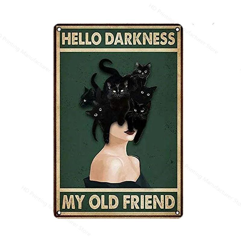 Black Cat Women Metal Sign Vintage 30 *20cm Tin Plaque Coffee Yoga Bedroom Club Decoration Home Vintage Art Plate Wall Poster