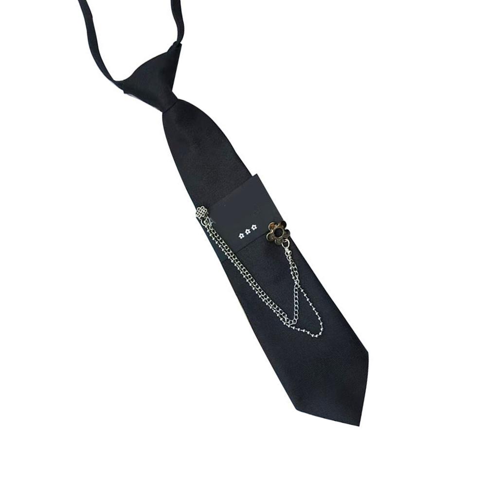 Y2K JK Tie for Theme Party Knotfree Neck Tie with Metal Chain School Event Shirt Tie for Everyday Use Uniform Neckwear
