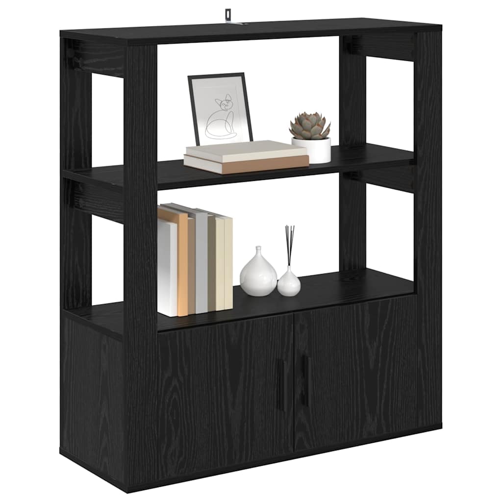 Sideboard Black Oak Effect 30 x 80 x 90 cm Wood Based Material