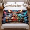 Music General Theme Soft Blanket Personalized Custom Name Text Print Warm Blanket Home Sofa Bedroom Decor