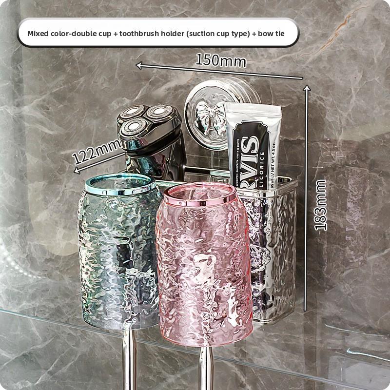 Toothbrush Rack, Wall-mounted Electric Toothbrush Stand Without Drilling Holes, Brushing Cup, Mouthwash Cup, Dental Ware Set, Suction Cup
