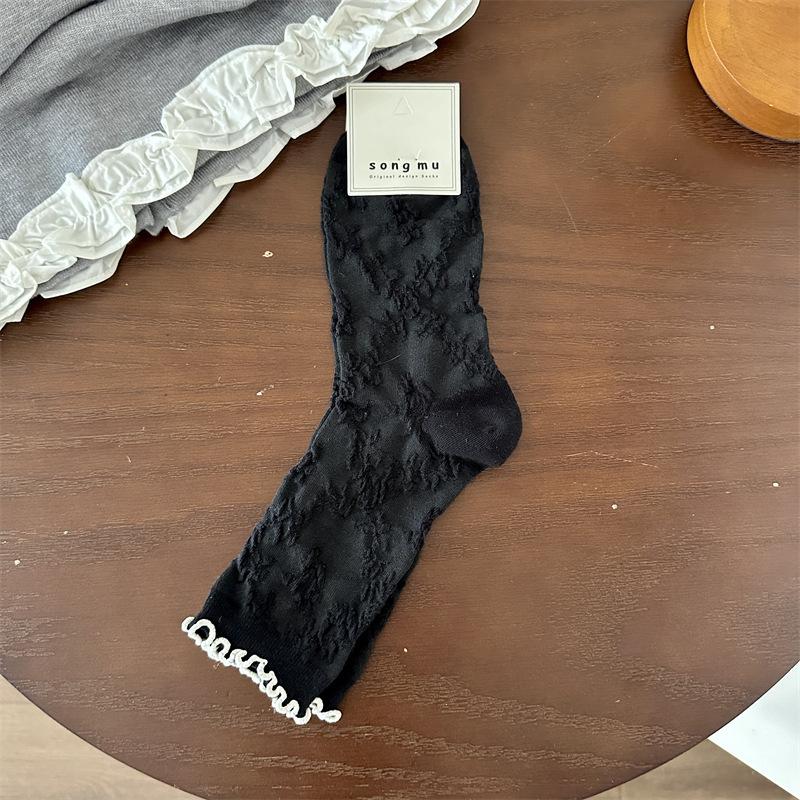 Mori Socks Women'S College Wind Fungus Edge Butterfly Trend Retro Women'S Cotton Socks Medium Tube Socks