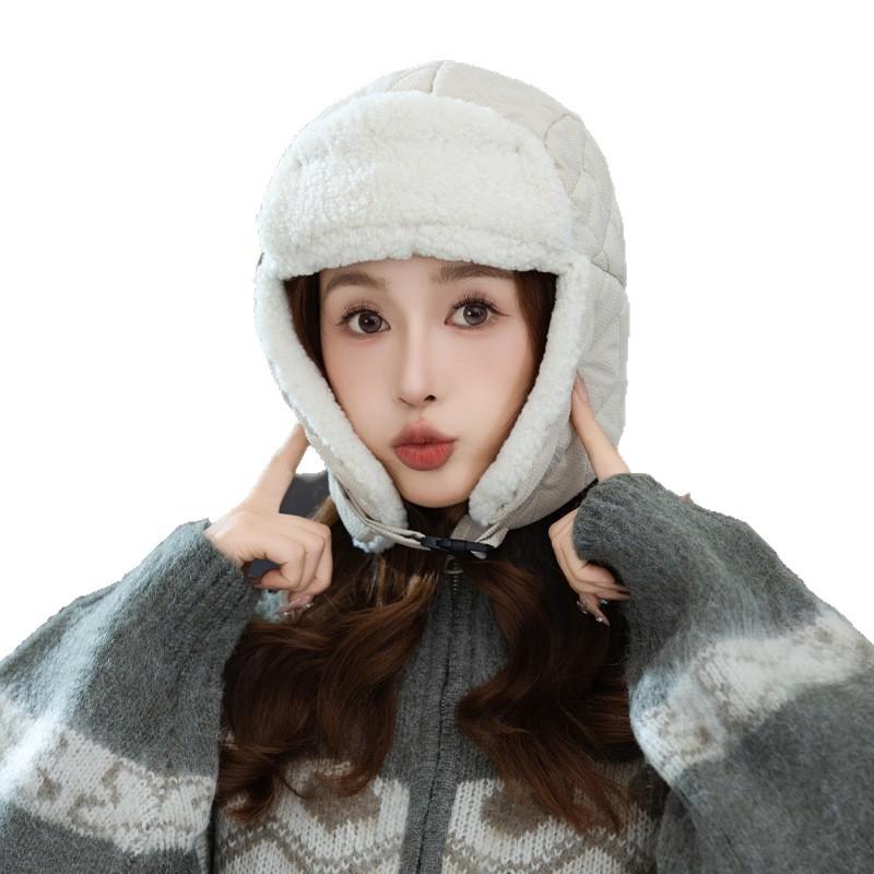 Autumn and Winter Hats for Women  Big Head Circumference Thickened Warm Windproof Lei Feng Hat Fashionable and Versatile Ear Protection Hat