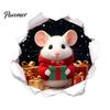 Durable Weatherproof Window Stickers 3D Hole Illusion Christmas Mouse Wall Sticker, Peel And Stick Waterproof PVC Holiday Home Decorations Decal
