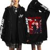 Graphic Print Loose Fit Zip Up Hoodie for Casual Streetwear