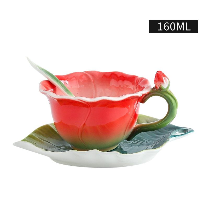 Rose Ceramic Mug Porcelain Mug Simulated Flower Shape Tea Set Petaled Teapot Butterfly Bud Cup Coffee Cups Cups and Mugs Set