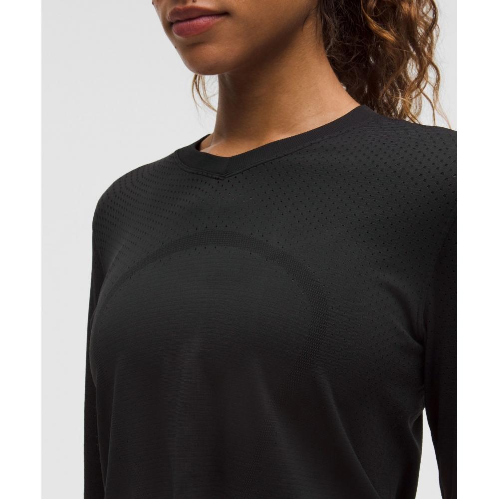 Lululemon Swiftly Open Hole V Neck Long sleeVe Shirt Black