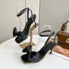 Fashion 2025  New Summer Women's High-heeled Sandals Open Toe Square Toe Buckle with Bow Decorative Buckle Solid Color Temperament