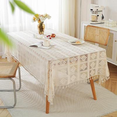 Tovaglia Vintage Americana in Pizzo all'Uncinetto - Design Rustico con Nappe, Copertura Antipolvere per Tavolo da Pranzo