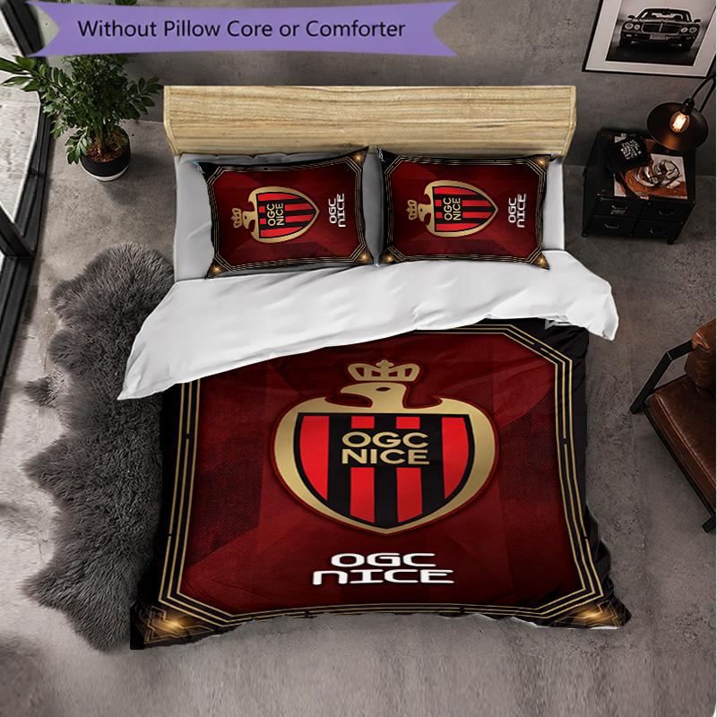 OGC Nice FC Themed Bedding 3Pcs Duvet Cover Set Decorative Bed Linen For Teen Room Home Decoration