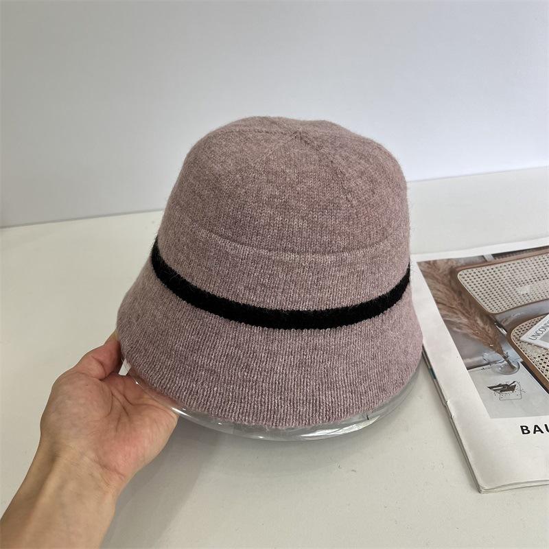 

Имитация кашемировой шерсти вязаная шляпа-ведро с плоским верхом женская осенне-зимняя теплая модная шляпа-ведро в стиле арт-колледжа M（56-58cm）