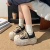 Korean version of platform muffin shoes women's 2025 autumn new big head shell head lace-up small man height increase casual board shoes