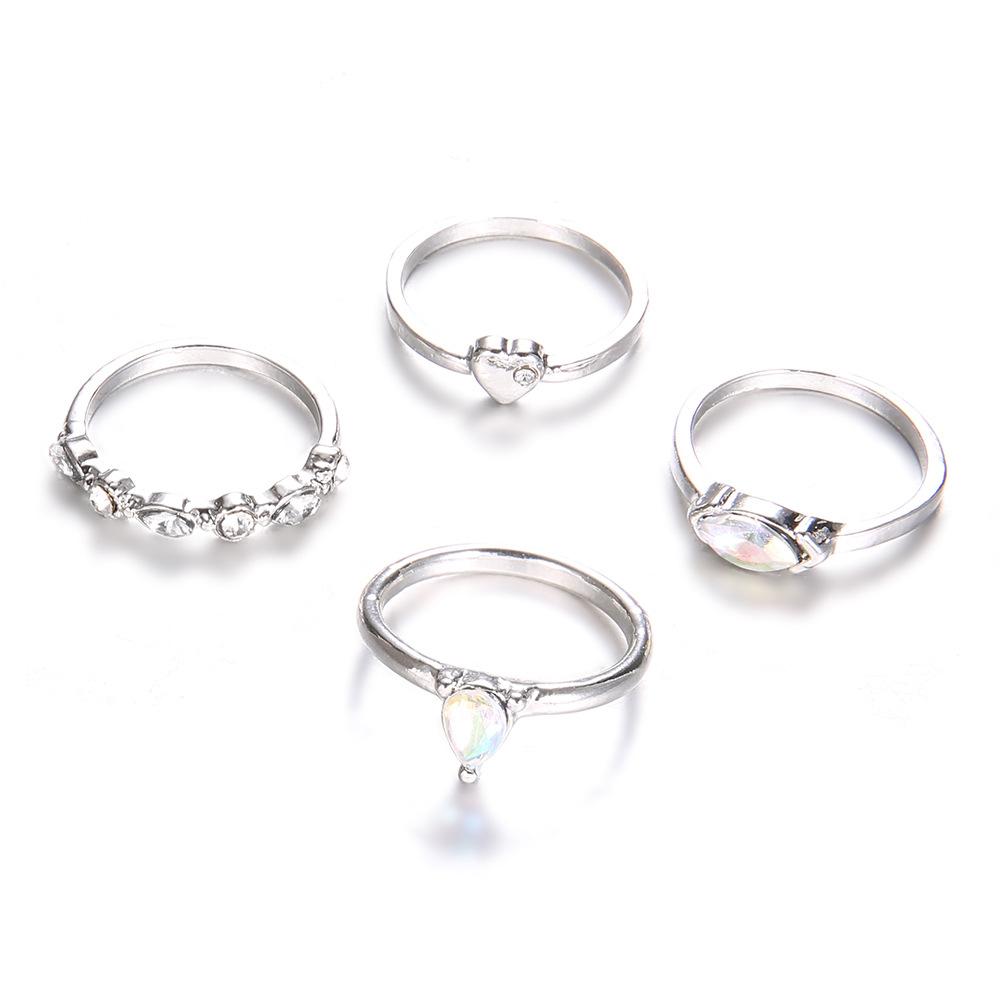 Love Zircon Diamond Joint Ring Combination 4-Piece Ring Set Female