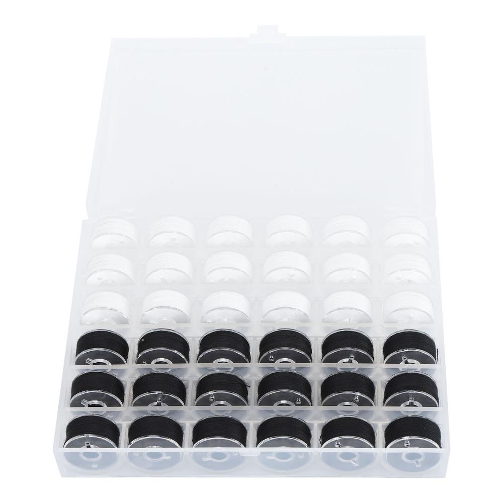 36pcs Transparent Bobbins Box Set White And Black Plastic Bobbin Case  For Sewing Machines