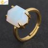 Natural Stone Ring for Men Faceted Crystal Healing Tiger Eye Amethysts Luxury Gold Color Ring Jewelry Accessorise H544