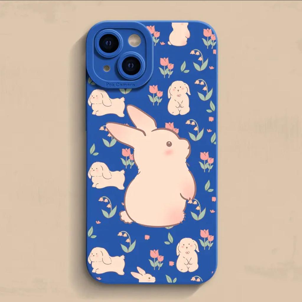 Ins Wind Flower Rabbit Applies To iPhone15/16 Mobile Phone Case Apple 14 Fresh 13 Eyes 12 Matte 11 Sets