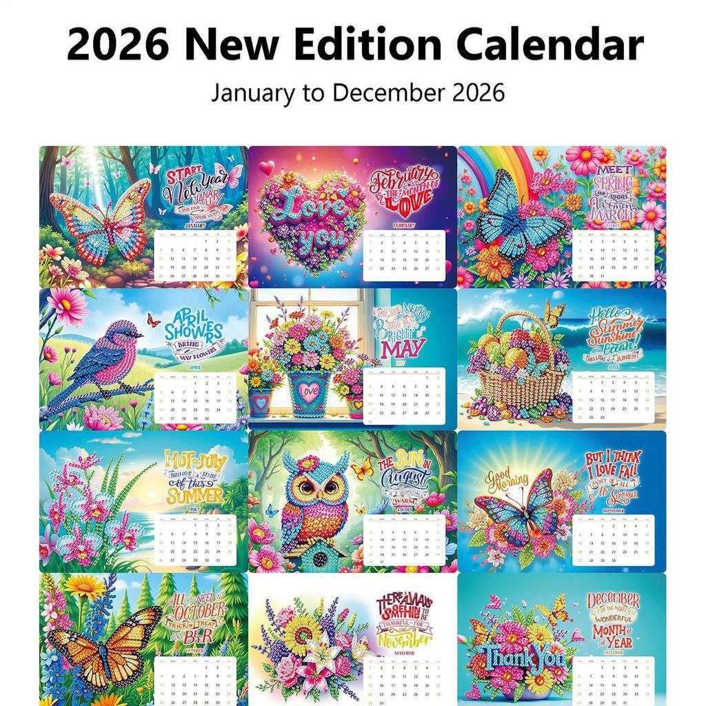 2026 Gem Art Desk Calendar 12-Month Planning Decoration, Personal Time Management Planner Goals Appointments Organizer