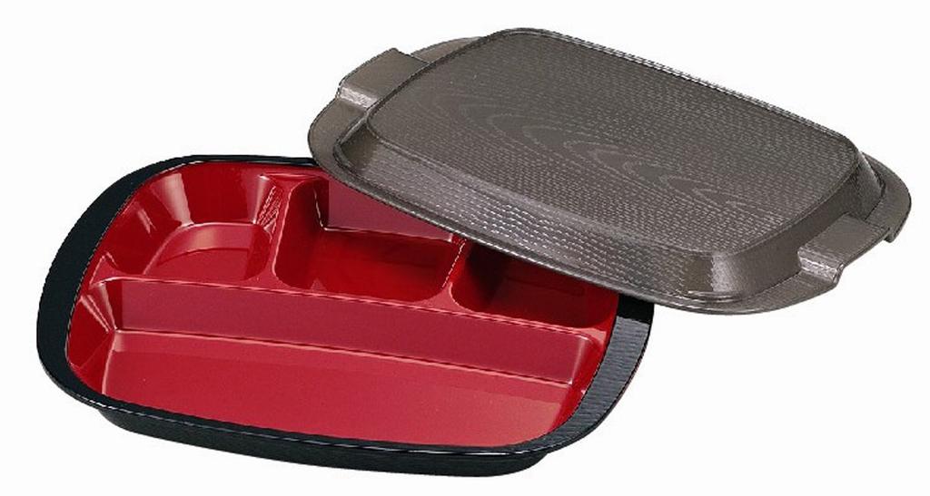 Tatsumiya Ieben bento Wood grain Black W26 D20 H5 52744 (Tatsumiya) (Japanese box) (inner red) Size Approx.
