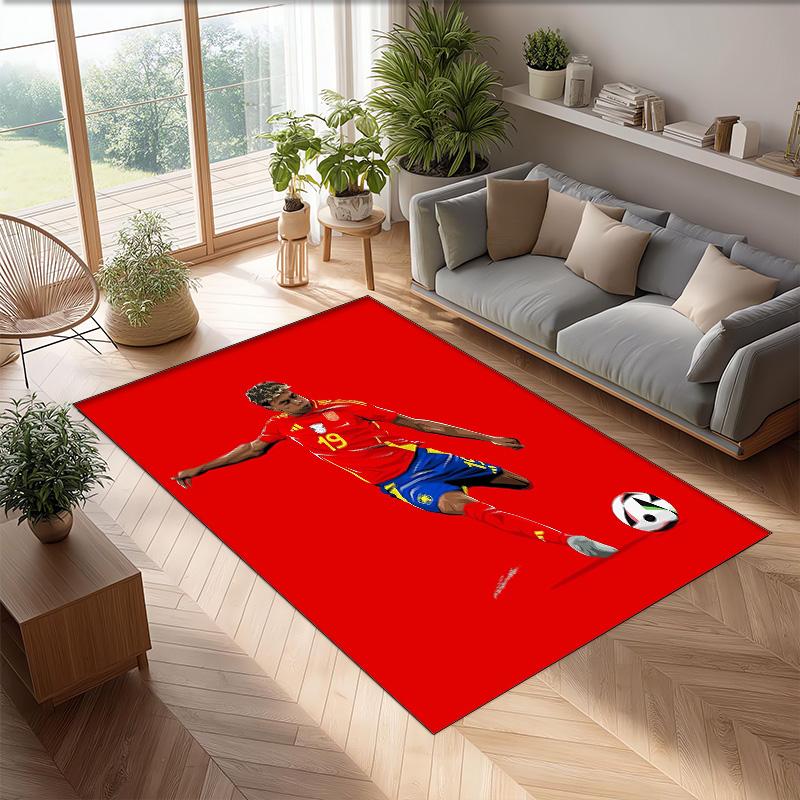 Tappeto in Flanella Stampato Lamine Yamal Antiscivolo Morbido Poliestere Tappeto per Pavimento Tappetino Decorativo Interno per Camera da Letto Soggiorno Divano