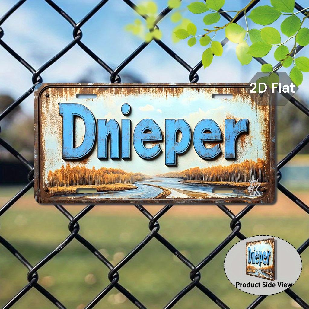 

D Flat pc Vintage Dnieper River License Plate Sign xcm Ukraine Themed Metal Nameplate Heavy Aluminum Wall Decor 15x30cm(5.9x7.8inch)