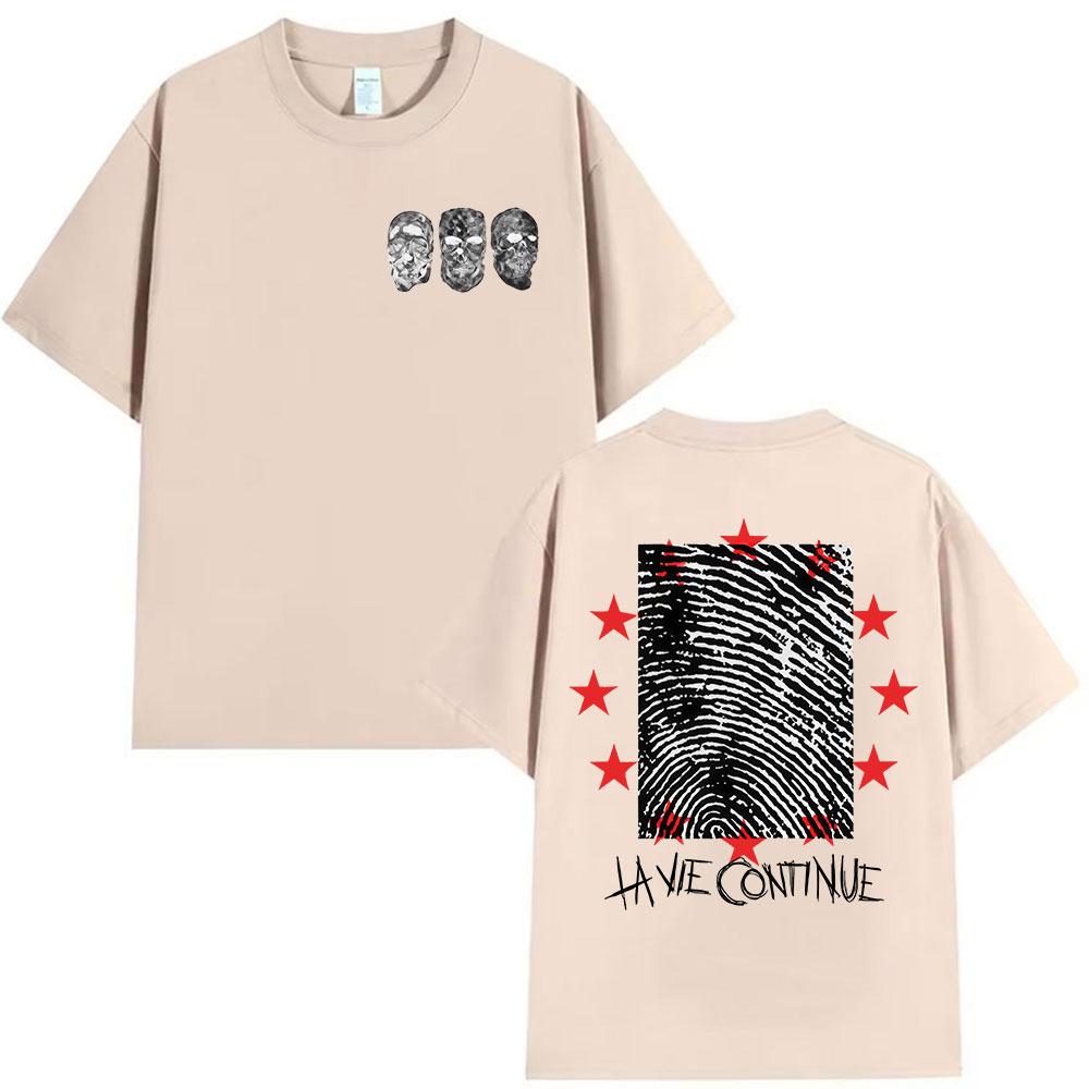 Rap Singer La Vie Continue Maes Tour 2025 Merch Tshirt Summer Men Punk Retro Style Short Sleeve Tshirt Hip Hop Cotton Tshirt