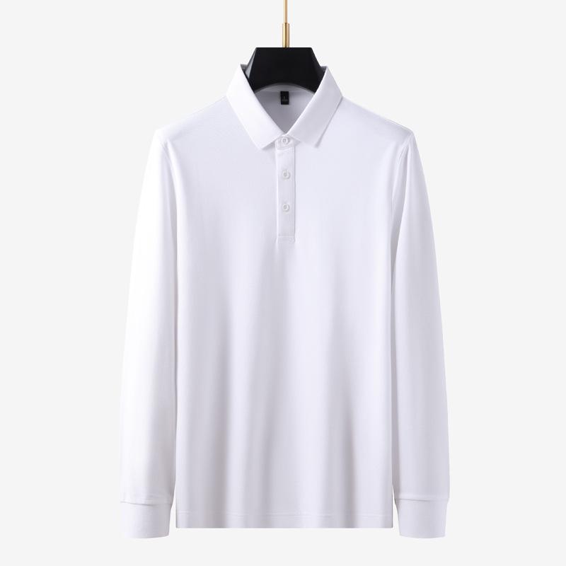 Long Sleeve Polo Shirt Men'S Business Casual Solid Color Autumn And Winter Bottom Shirt T-Shirt Premium Lapel T-Shirt