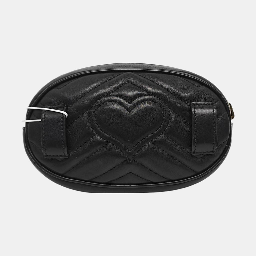 [Pre-Owned] Gucci Quilted Leather GG Marmont Matelassé Belt Bag 38/95 'Black' - Very Good #12QL9CG