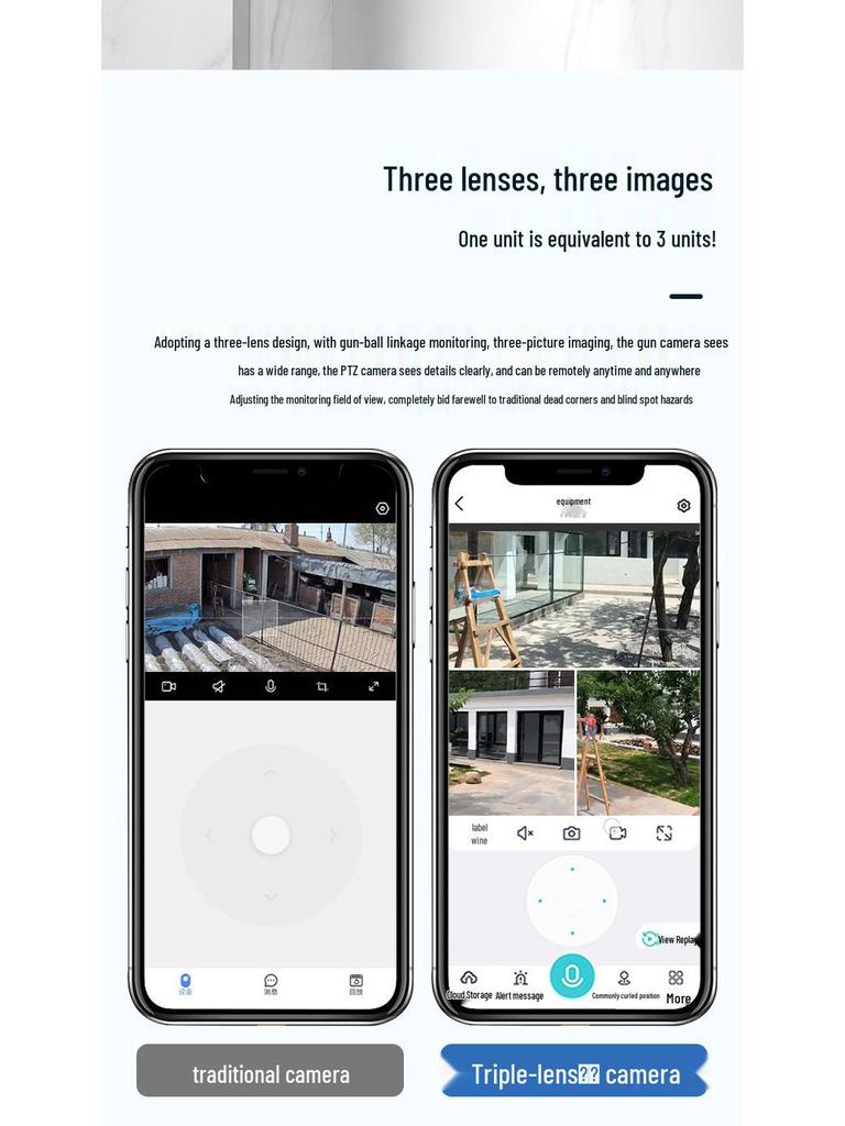 360° Outdoor Waterproof Camera with 6MP and Three Lenses for Home Surveillance