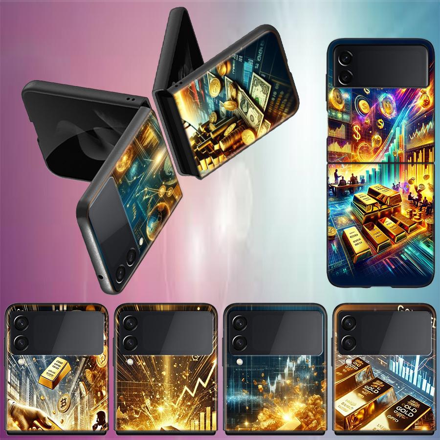 Trading Gold Contracts for Difference Phone Case For Samsung Z Flip 6 7 5G Galaxy Z Flip 5 4 3 5G Cases Shockproof Hard Cover TP