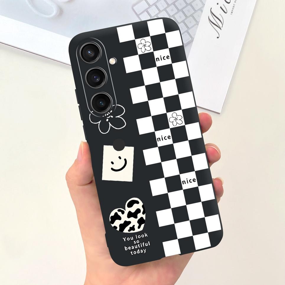 For Funda Samsung Galaxy A35 A25 2023 5G Case SM-A356B SM-A256B Black Cat Moon Night Fashion Coque Etui Matte Silicone Housing