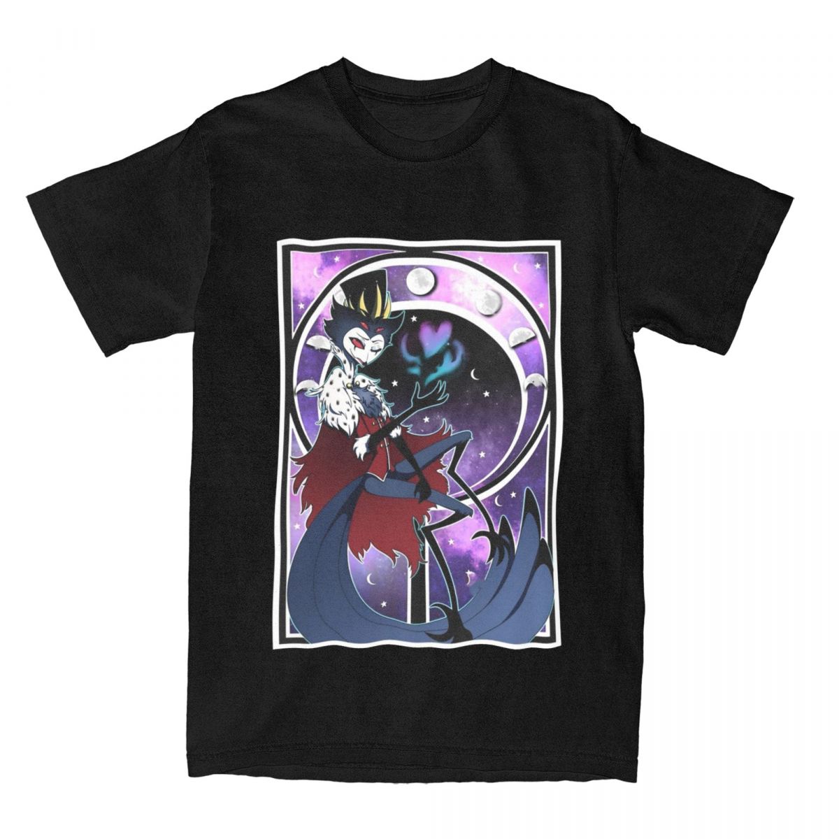 

Helluva Boss Stolas T Shirts Men s 100% Cotton Novelty T-Shirts Round Collar Cartoon Tees Short Sleeve Clothing Plus Size XL