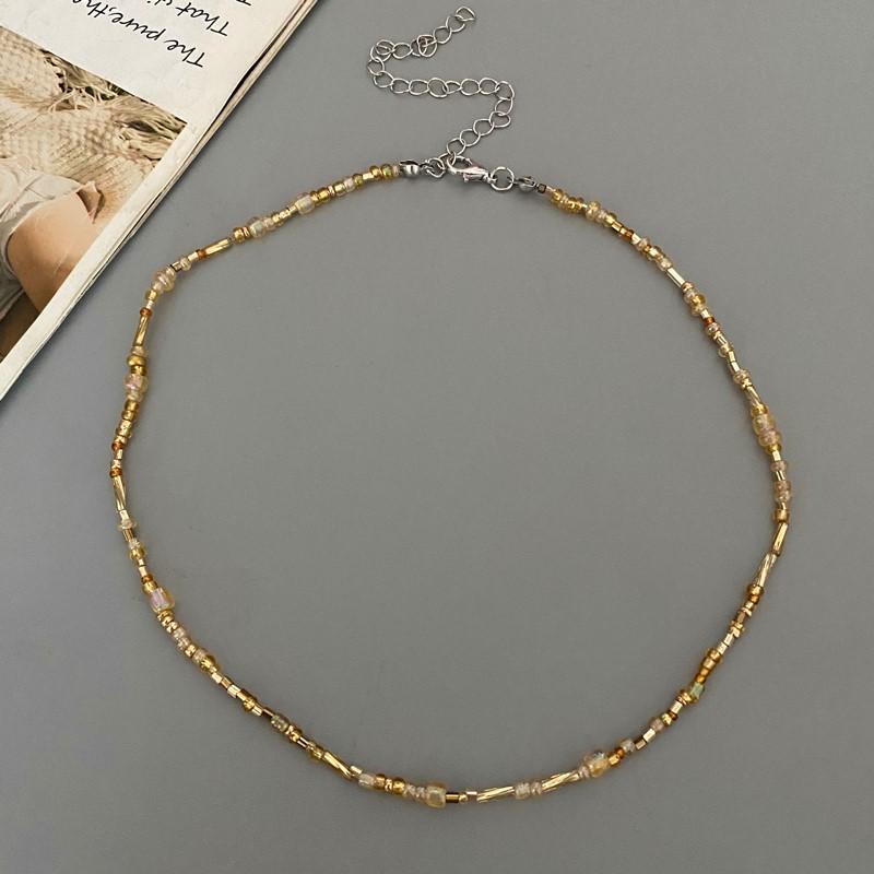 New Irregualr Glasses Beads Choker Necklace for Women Fashion Trendy Popular Short Neck Jewelry Colorful Necklace