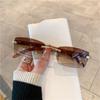 Rechteckige, modische, randlose Sonnenbrille für Damen und Herren, rahmenlose Gangster-Sonnenbrille im 90er-Jahre-Stil, Retro-Vintage-Stil, trendige Brille mit Holzrahmen