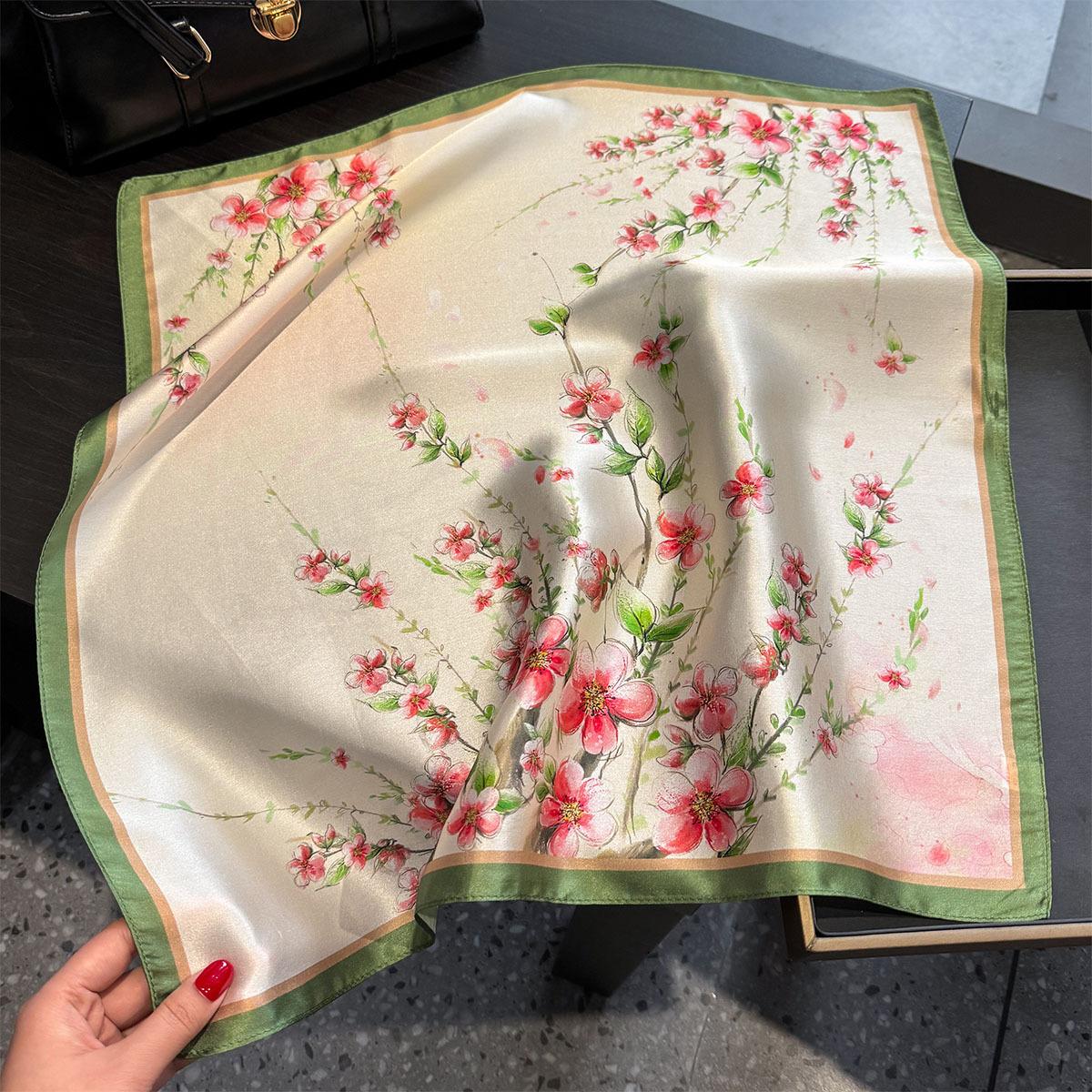 

Foulard Carre De Luxe 100% Soie Pour Femmes, Bandana En Satin Pour Cheveux, 53x53cm, Imprime, Hijab De Plage, Pareo 53cmX53cm