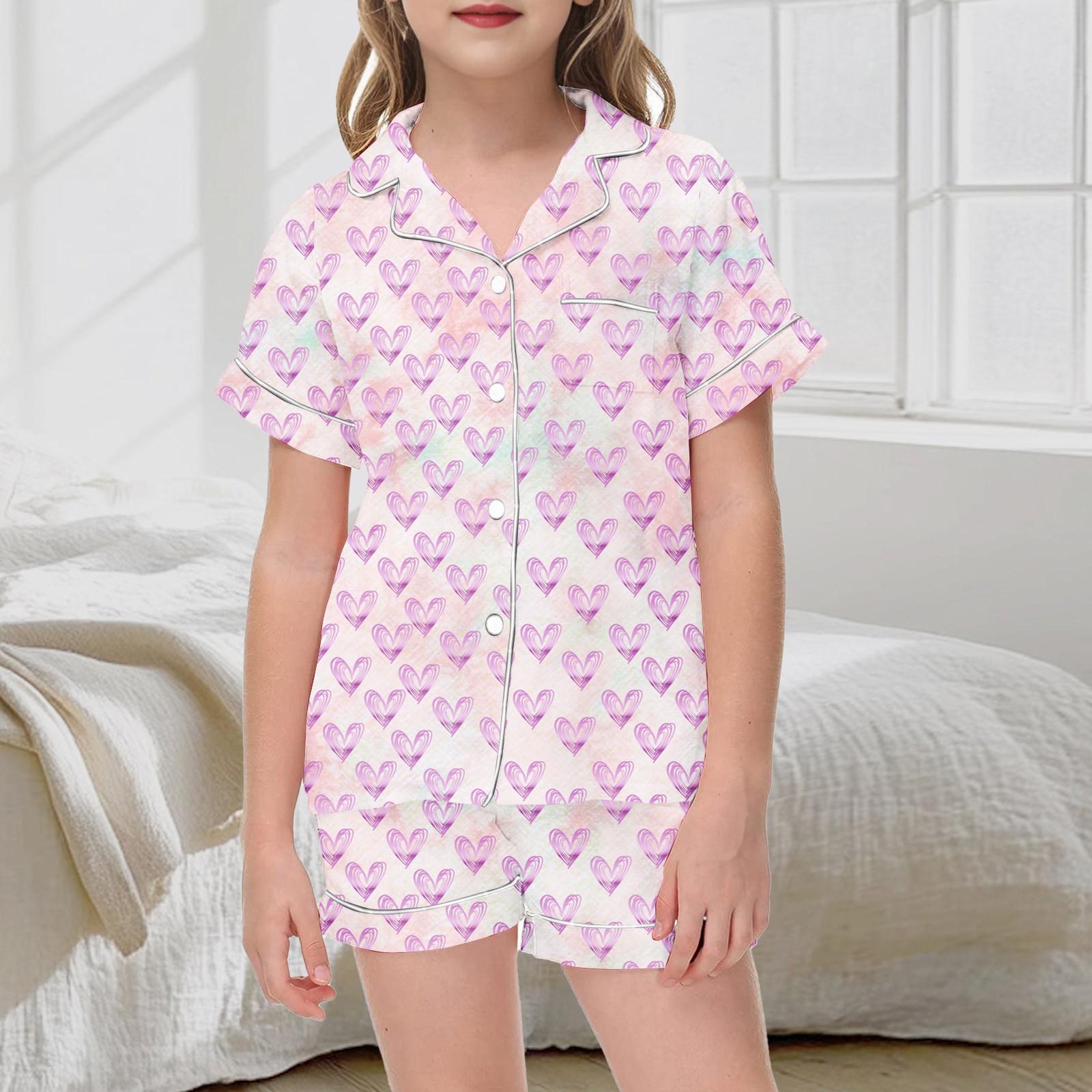 

Детский пижамный комплект с принтом - короткий рукав и шорты для сна 110