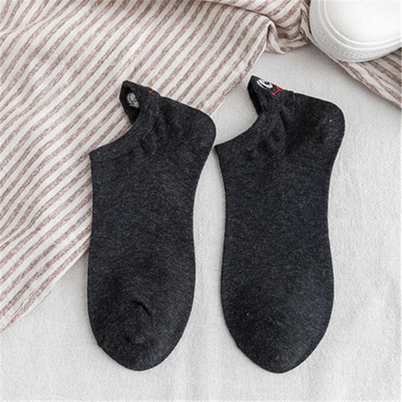 Kawaii Expression Brodée Couleur Bonbon Chaussettes Femme Happy Mode Filles Cheville Sokken Drôles Coton Unisexe Noël Dropship