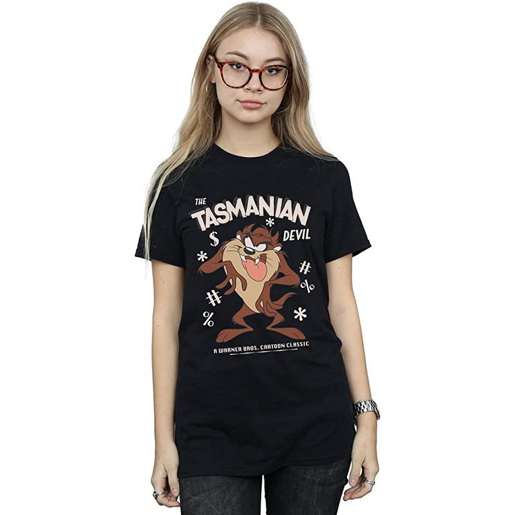 Looney Tunes Damen/Damen Tasmanian Devil Vintage Boyfriend-T-Shirt aus Baumwolle