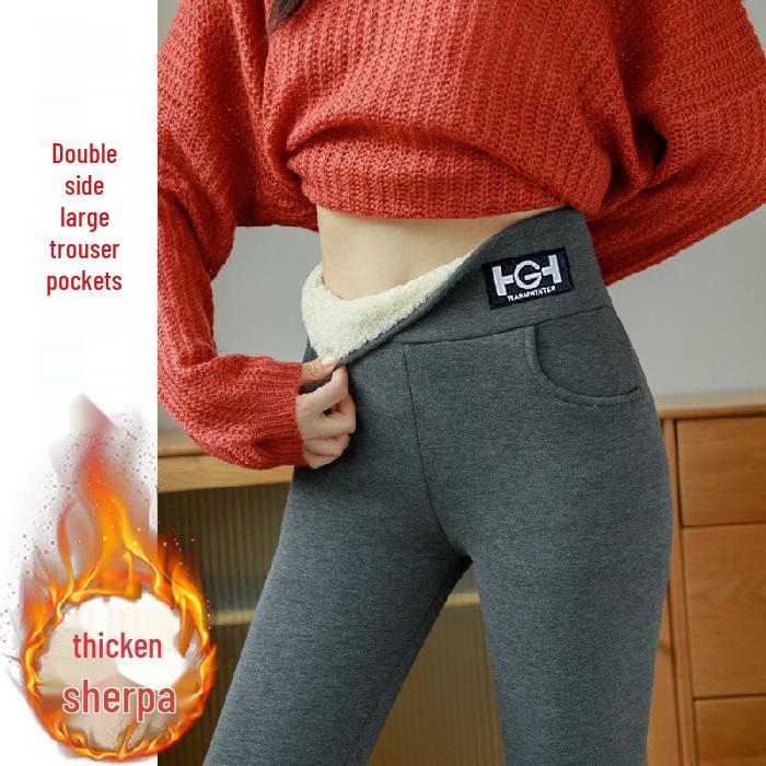 

Жіночі легінси з флісовою підкладкою з овечої вовни - Осінньо-зимові приталені штани-олівець 2025 M темно-сірий