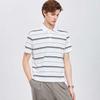 Septwolves Men's Stretch Textured Striped Short Sleeve Polo Shirt