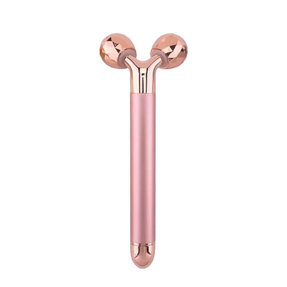 Zinc Alloy Y Shape Facial Massager Dual Roller Design Face Massage Instrument Jaw Contour Care