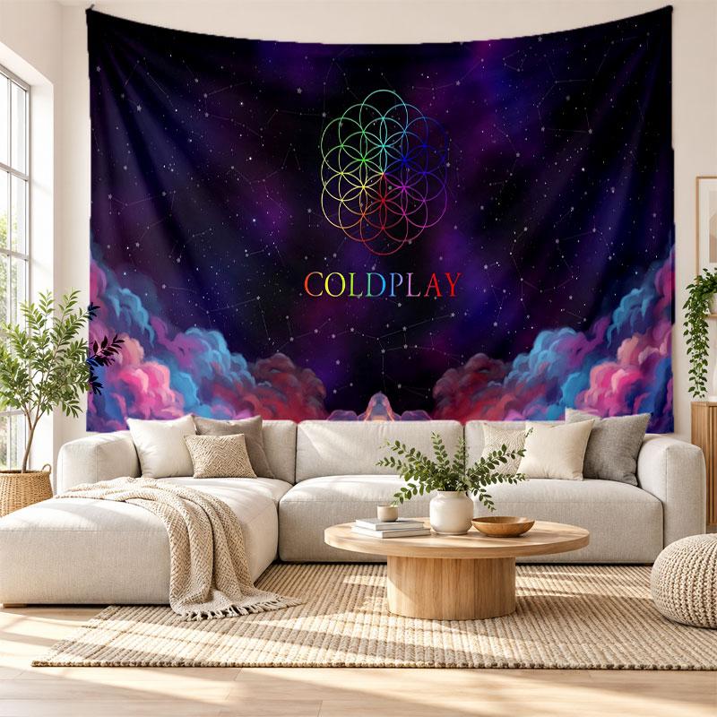 Coldplay Wandteppich Heimdekoration Hängendes Tuch Kunst Hintergrundteppich für Schlafzimmer