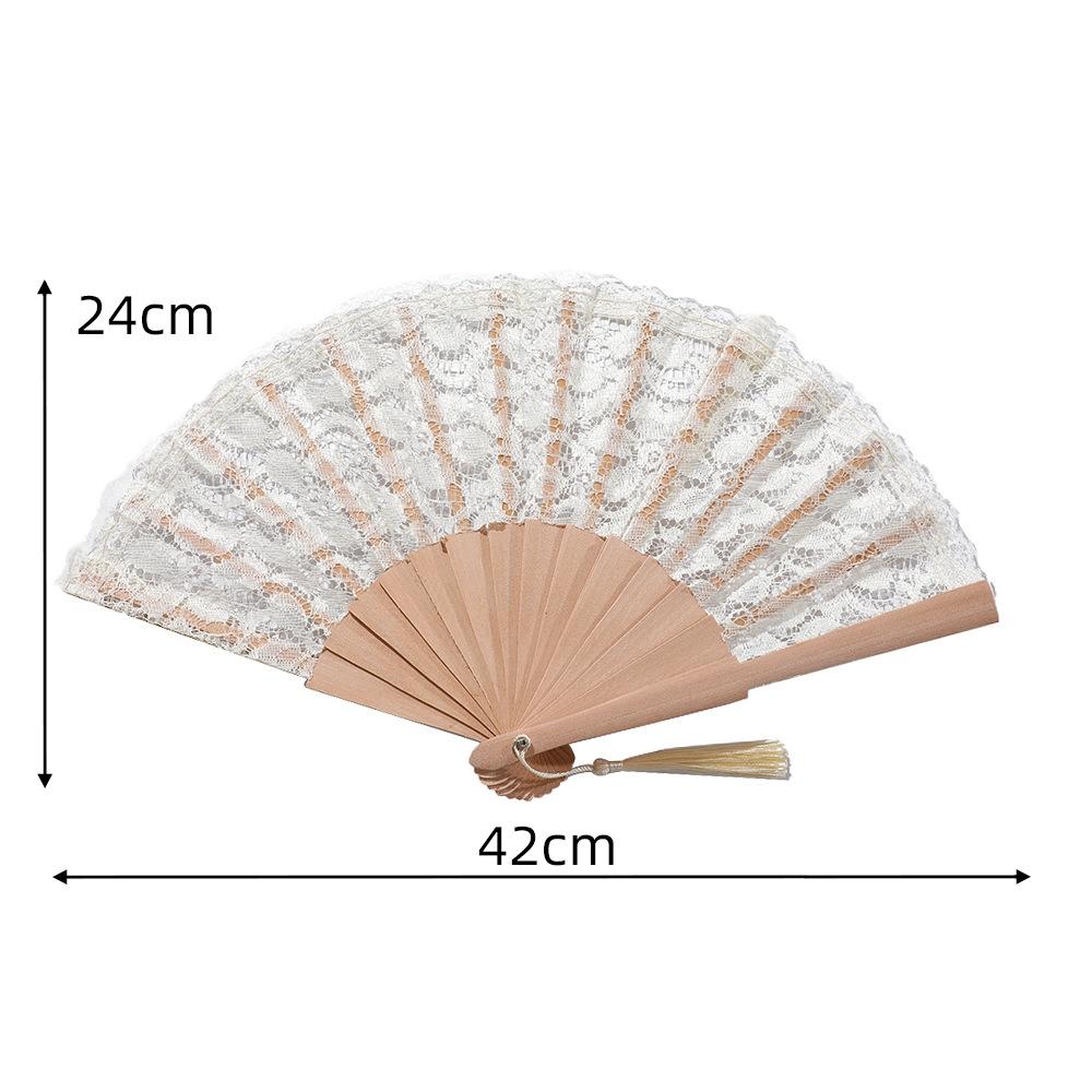 Lace Hand Fan Elegant Lace Folding Fan with Tassel for Women Vintage European Dance Performance Prop Portable Fan Summer