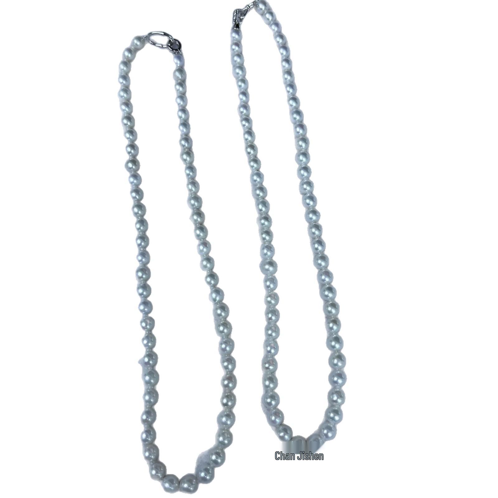 

7-8MM Freshwater Pearl Necklace, Strong Luster, High Quality, Cool Tones, S925 Silver Clasp. Round Clasp
