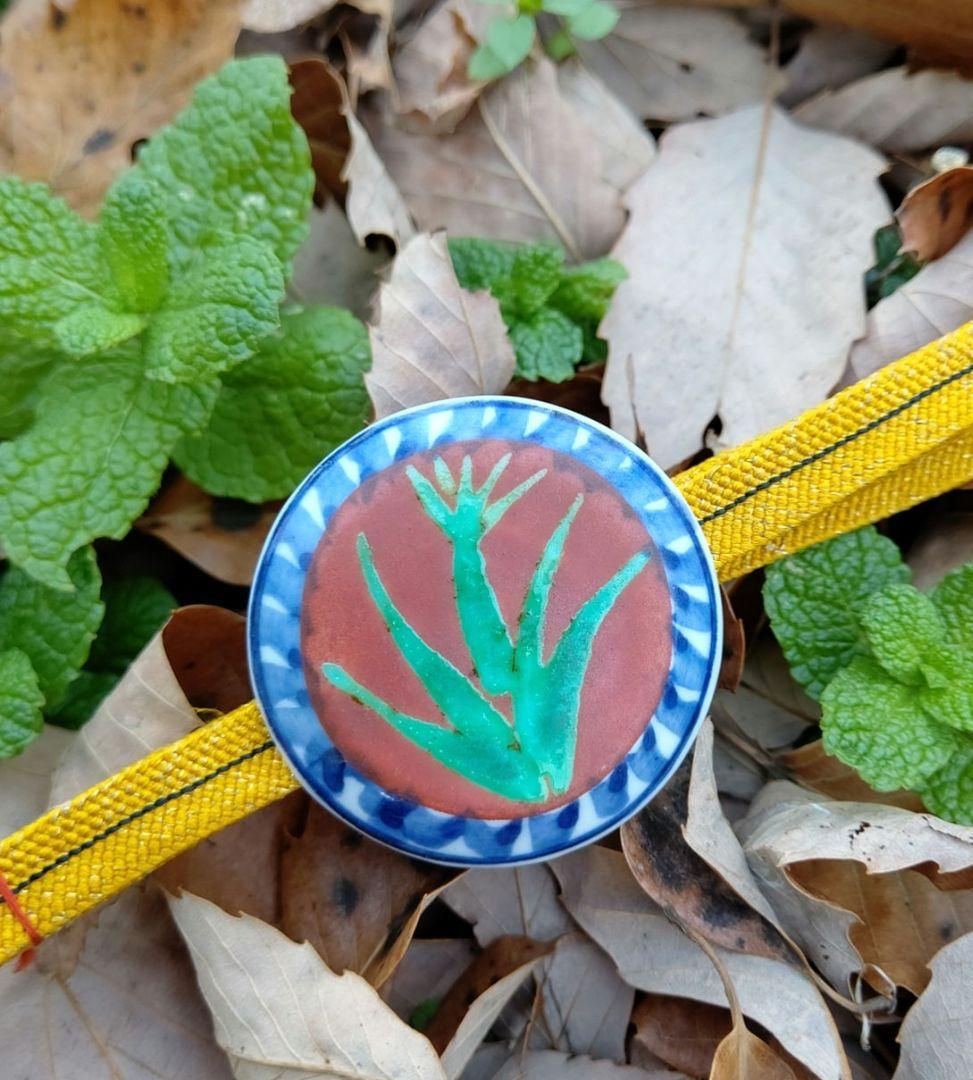 

[USED] Taisho period Kawai Uenosuke One-of-a-kind obi fastener, obi sash fastener, Mukohigama, Kyoyaki, ceramic, antique